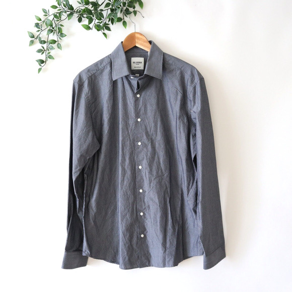 Ben Sherman Men's Gray Tailored Slim Fit Long Sleeve Button Front Shirt 16 34/35 - Picture 1 of 4